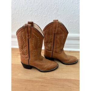 Old West Children's Leather Boots Tan Kids Cowboy Western Size Child 13 $90